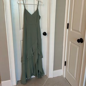 Lulus XS Sage Ruffled Maxi Dress